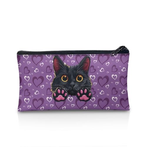 POLERO Federmäppchen mit Reißverschluss, Federmäppchen für Schule, Büro, Schreibwaren, Aufbewahrungstaschen, Schwarze Katze, violette Herzen, Einheitsgröße, Schulranzen POLERO Federmäppchen mit Reißverschluss, Federmäppchen für Schule, Büro, Schreibwaren, Aufbewahrungstaschen, Schwarze Katze, violette Herzen, Einheitsgröße, Schulranzen von POLERO