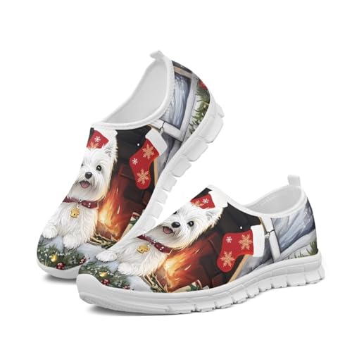 POLERO Festival Westie Christmas Shoes for Women Dog Lovers Cute Holiday Shoes Non-Slip Loafers Slip On Walking Running Shoes 36EU von POLERO