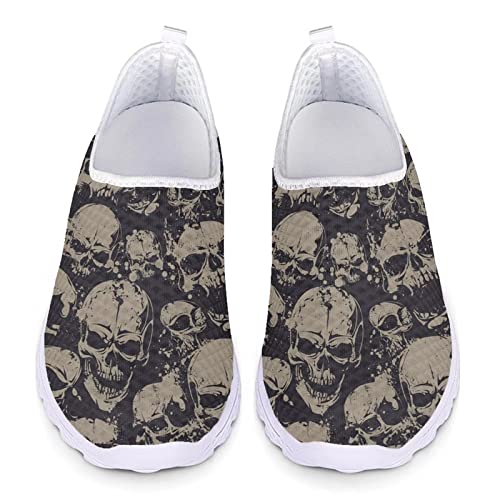 POLERO Goth Gothic Skeleton Sneaker Schuhe für Damen Herren Unisex Slip On Schuhe Leichte und atmungsaktive Freizeitschuhe, EU37 von POLERO