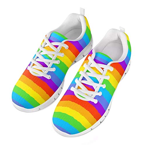 POLERO Klassische Irisierende Regenbogenschuhe Atmungsaktive Schuhe Damen Herren Slip-on-Sneaker Bequeme Sneaker Sportschuhe Leichte Laufschuhe Laufgymnastikschuhe Schnürschuhe Freizeitschuhe 45 EU von POLERO
