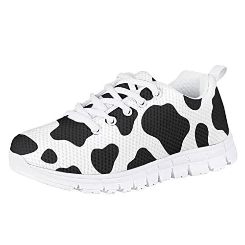 POLERO Kuh-Sneaker-Schuhe für Mädchen, Jungen, Kinder, Laufschuhe, Kuh-Print, Freizeitschuhe, Flache Sportschuhe mit Schnürung, EU29 von POLERO