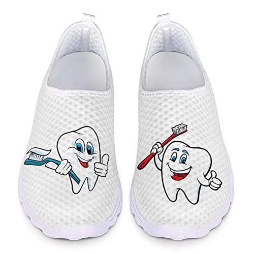 POLERO Lustige Krankenschwester Schuhe für Frauen Cartoon Tooth Fashion Sneaker Slip-0n Wanderschuhe für Freizeit, EU40 von POLERO