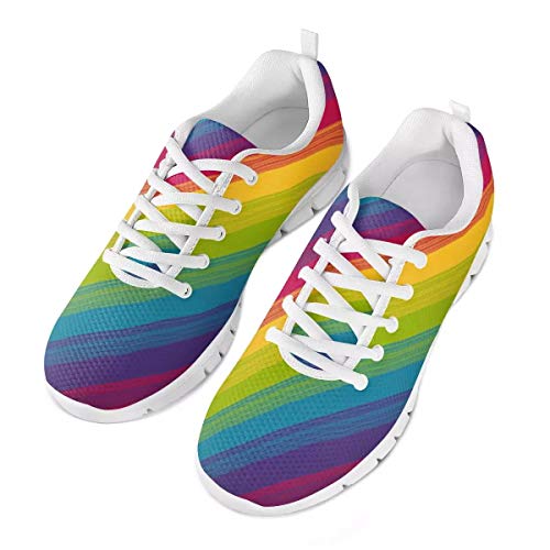 POLERO Neuheit Irisierter Regenbogen Dunkle Farbe Schuhe Damen Herren Slipper Bequemer Sneaker Sportschuhe Leichte Laufschuhe Laufschuhe Schnürschuhe Freizeitschuhe 36 EU von POLERO