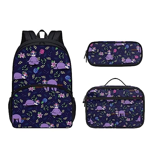 POLERO Niedlicher Rucksack für Kinder, Schultaschen, lässiger Tagesrucksack, Büchertasche, Lunchbox, Federmäppchen, Faultiere, Einheitsgröße, Kinderrucksack von POLERO