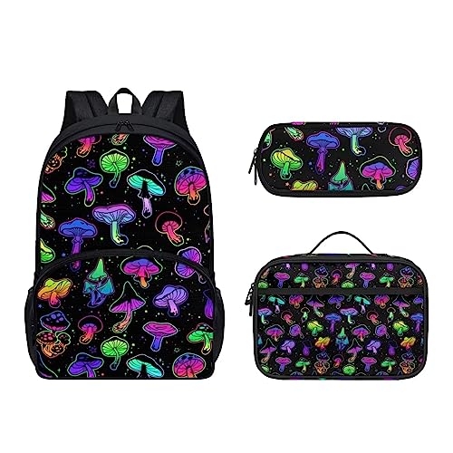 POLERO Niedlicher Rucksack für Kinder, Schultaschen, lässiger Tagesrucksack, Büchertasche, Lunchbox, Federmäppchen, Galaxy Pilze, Einheitsgröße, Kinderrucksack von POLERO