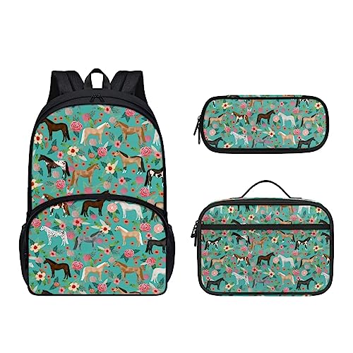 POLERO Niedlicher Rucksack für Kinder, Schultaschen, lässiger Tagesrucksack, Büchertasche, Lunchbox, Federmäppchen, Pferdeblumen, Einheitsgröße, Kinderrucksack von POLERO