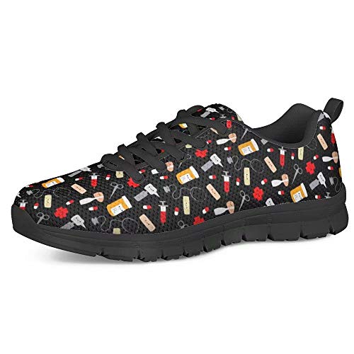 POLERO Nurse Shoes Krankenschwester Pattern Schuhe Damen Herren Sneaker Sportschuhe Leichte Laufschuhe Running Gym Schuhe Schnürer Freizeitschuhe 36-45 EU von POLERO