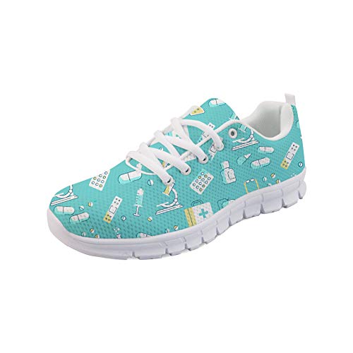 POLERO Nurse Shoes Schuhe Hellblau Damen Pflegeschuhe Sneakers Schuhe Krankenschwester leichte Laufen Walking Mesh Flats Tennis Schuhe Laufschuhe für Frauen Sport Wohnungen Größe 40 von POLERO