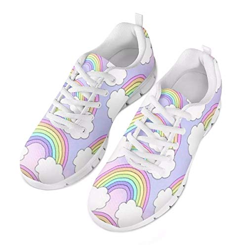 POLERO Reizendes Regenbogenwolkenmuster Schillernde Schuhe Atmungsaktive Damen Herren Slipper Bequeme Sneaker Sportschuhe Leichte Laufschuhe Laufgymnastikschuhe Schnürschuhe Freizeitschuhe 41 EU von POLERO