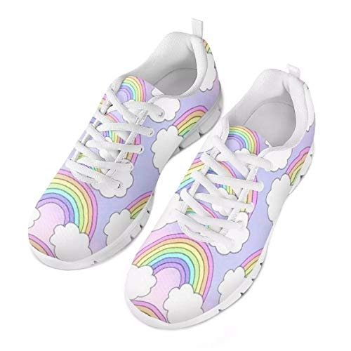 POLERO Reizendes Regenbogenwolkenmuster Schillernde Schuhe Atmungsaktive Damen Herren Slipper Bequeme Sneaker Sportschuhe Leichte Laufschuhe Laufgymnastikschuhe Schnürschuhe Freizeitschuhe 43 EU von POLERO