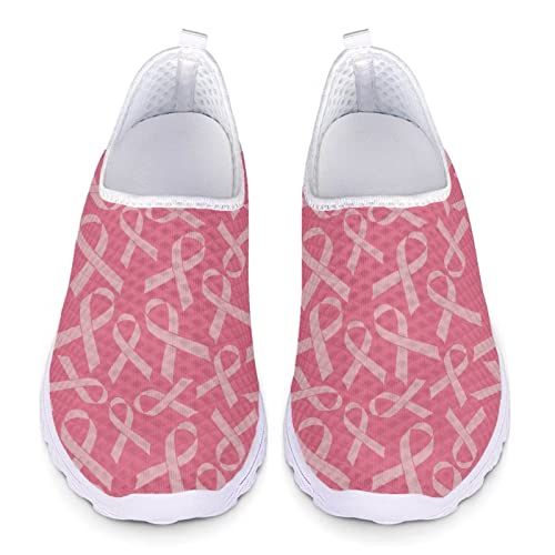 POLERO Rosa Schleife Slip-On-Schuhe für Frauen Straße Laufen Schuhe Brustkrebs Bewusstsein Flache Wasser-Schuhe, EU40 POLERO Rosa Schleife Slip-On-Schuhe für Frauen Straße Laufen Schuhe Brustkrebs Bewusstsein Flache Wasser-Schuhe, EU40 von POLERO