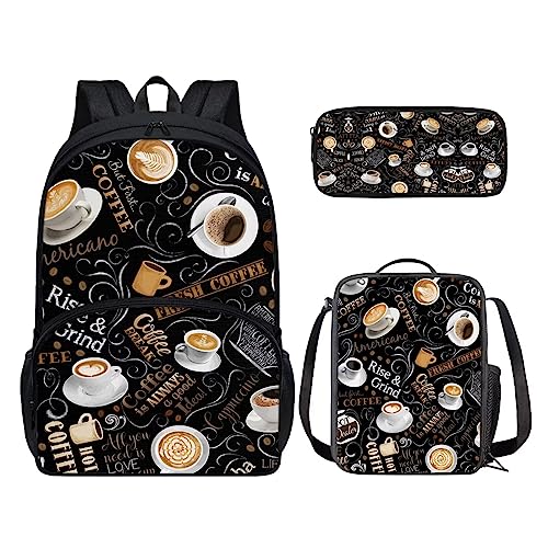 POLERO Rucksack für Kinder, niedliche Schultasche, Büchertasche, Tagesrucksack mit Lunchbox und Federmäppchen, coffee, Einheitsgröße, Kinderrucksack von POLERO