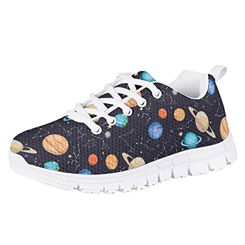 POLERO Solar System Sneaker Schuhe Weltraum Galaxy Schuhe für Kinder Unisex Laufschuhe für Jungen Mädchen, EU34 von POLERO
