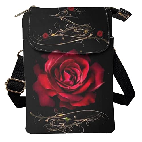 POLERO Sunflower Canvas Messenger Bag for Women Girls Small Crossbody Cellphone Bag Adjustable Shoulder Bag, rote rose, Einheitsgröße von POLERO