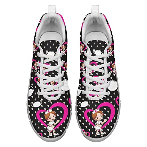 POLERO Süße Krankenschwester Schuhe für Frauen Cartoon Krankenschwester Sneaker Mode Sport Trainer Schuhe für Freizeit, EU41 von POLERO