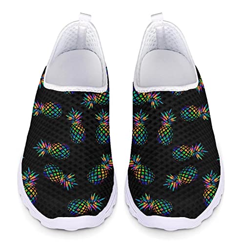 POLERO Tropische Ananas-Sneaker-Schuhe für Damen und Herren mit Fruchtdruck, Wanderschuhe für lässige, leichte Slip-On-Schuhe, EU40 von POLERO