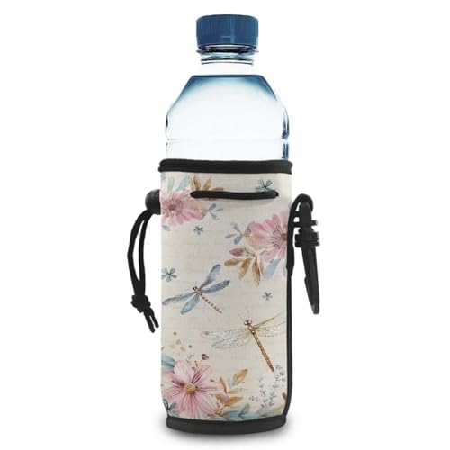 POLERO Wasserflaschenhalter mit Blumenmuster und Libellen-Motiv, für Damen und Mädchen, isolierte Neopren-Flaschenhüllen von POLERO