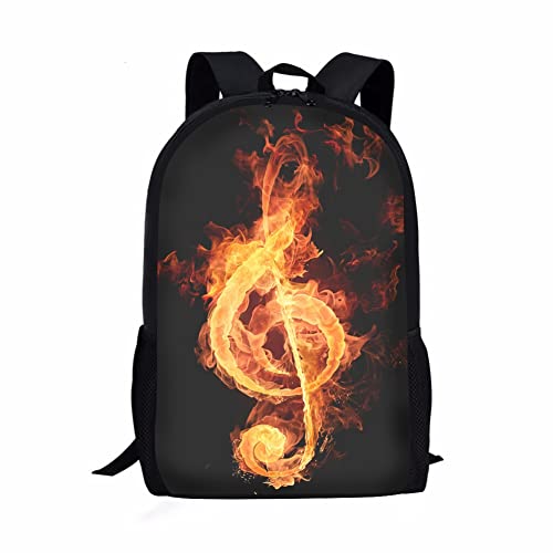 POLERO Wild Horse Rucksack Kinder Pferde Schulrucksack für Jungen Mädchen für Freizeit Reisen, Feuermusiknote, Einheitsgröße von POLERO