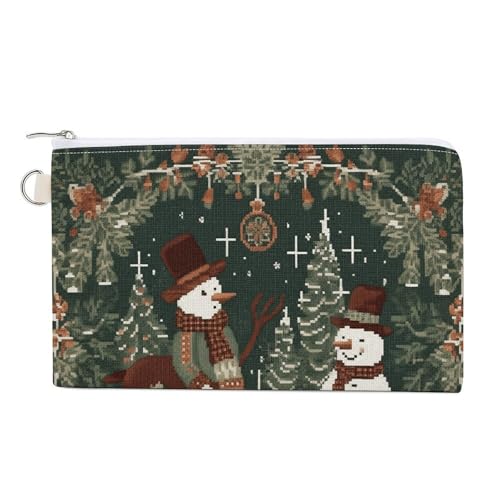 Geldbörse Münzbörse Schneemann spielt mit Rentier bedruckte Geldbörse für Männer Geldbörse Frauen Canvas Münzbörse Stil One Size Münzbörse, Stil:, Einheitsgröße, Münzgeldbörse von POLESVBM