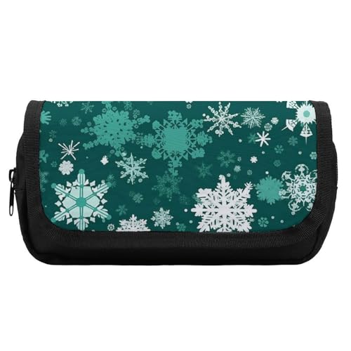 POLESVBM Bleistift Tasche Schneeflocken auf Grün Muster Gedruckt Bleistift Fall Multifunktionale Bleistift Beutel Beutel Tragbare Bleistift Tasche Beutel Bleistift Organizer, Stil, Einheitsgröße von POLESVBM