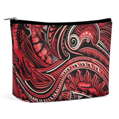 POLESVBM Make-up-Tasche, raffinierter schwarzer und roter bedruckter Organizer, faltbare Kosmetiktasche, Reise-Make-up-Tasche, Stil, Einheitsgröße, Make-up-Tasche, Stil:, Einheitsgröße, Make-up-Tasche von POLESVBM