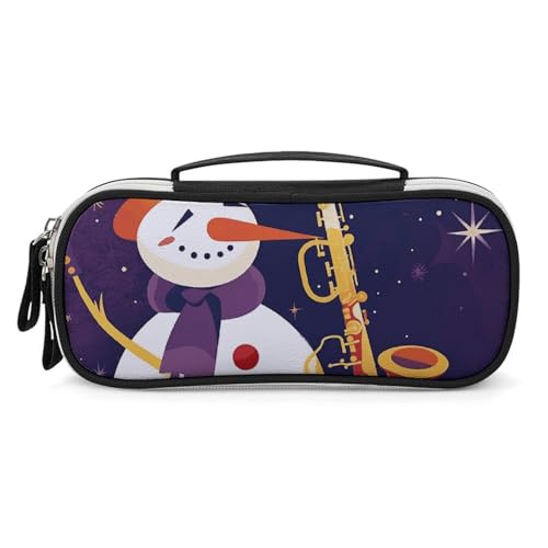 POLESVBM Make-up Tasche Make-up Veranstalter Schneemann spielt Saxophon gedruckt Reise Make-up Tasche Kosmetiktasche Kosmetiktasche Kosmetik Organizer Tasche, Stil, Einheitsgröße, Make-up-Tasche, Stil von POLESVBM
