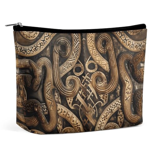 POLESVBM Make-up-Tasche mit Schlangenmuster, bedruckter Organizer, faltbare Kosmetiktasche, Reise-Make-up-Tasche, Stil, Einheitsgröße, Make-up-Tasche, Stil:, Einheitsgröße, Make-up-Tasche von POLESVBM