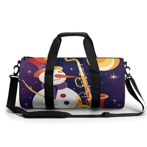 Turnbeutel, Motiv: Schneemann spielt Saxophon, bedruckter Rucksack, Seesack, Yogatasche mit getrennter Tasche für trockene Nässe, Stil, 45 cm/22,9 cm/22,9 cm/22,9 cm, Stil:, 17.7in/9in/9in von POLESVBM