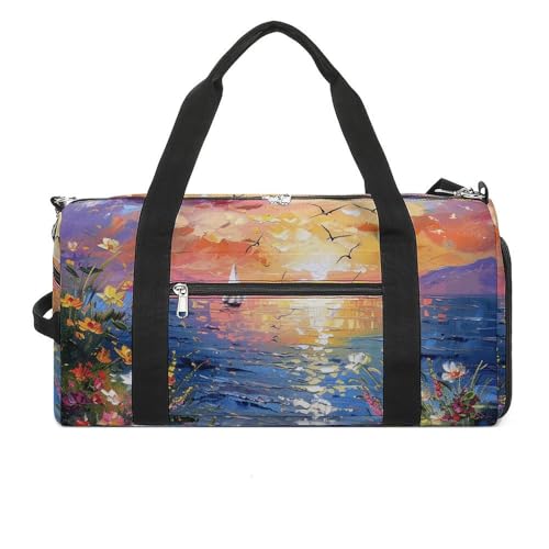Turnbeutel Sunset And Sea View Printed Duffle Bag Yoga Bag Printed Backpack Duffel Bag Small Gym Bag Style One Size Gym Bag, Stil:, Einheitsgröße, Turnbeutel von POLESVBM