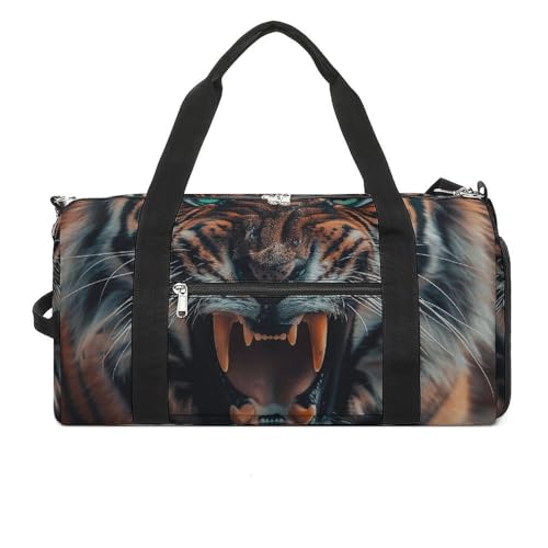 Turnbeutel Tiger Opens Its Mouth Printed Duffle Bag Yoga Bag Printed Backpack Duffel Bag Small Gym Bag Style One Size Gym Bag, Stil:, Einheitsgröße, Turnbeutel von POLESVBM