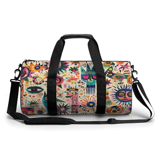 Turnbeutel mit Symbolen und Mustern bedruckt, Reisetasche, Yogatasche mit getrennter Tasche für trockene Nässe, Stil, 45 cm/22,9 cm/22,9 cm/22,9 cm, Stil:, 17.7in/9in/9in von POLESVBM