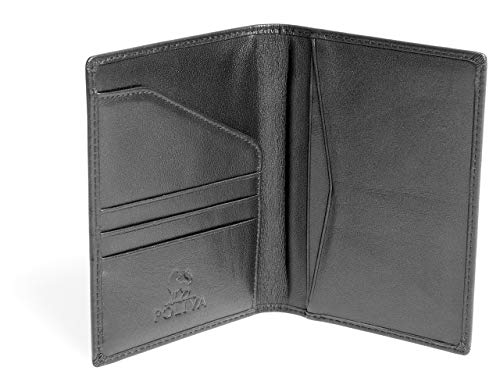 Premium Reisepasshülle aus Leder - POLIVA Kreditkartenetui mit RFID-Schutz & 6 Ablagefächern - DIN A6 - aus Handarbeit von POLIVA