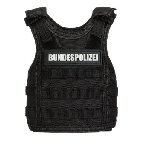 POLIZEIMEMESSHOP Taktische Bier-Weste - Getränkeweste - Schutzweste - Polizei - Zoll - Justiz - Bundespolizei - ca. 13 x 15 cm (Mit Bundespolizei Patch) von POLIZEIMEMESSHOP