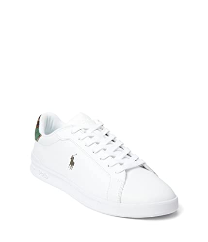 POLO RALPH LAUREN Heritage Court II Leder-Sneaker, Weiß/Camouflage, 43 EU von POLO RALPH LAUREN