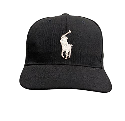 POLO RALPH LAUREN Herren-Baseball-Snapback mit großem Logo (as1, Alpha, Einheitsgröße, Schwarz (Weiß)), Schwarz (Weiß), Einheitsgröße von POLO RALPH LAUREN