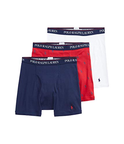 POLO RALPH LAUREN Herren Classic Fit w/Wicking 3er-Pack Boxershorts, Cruise Navy/Rl2000 Red/Cruise Navy All Over Pony Player/White, X-Large von POLO RALPH LAUREN