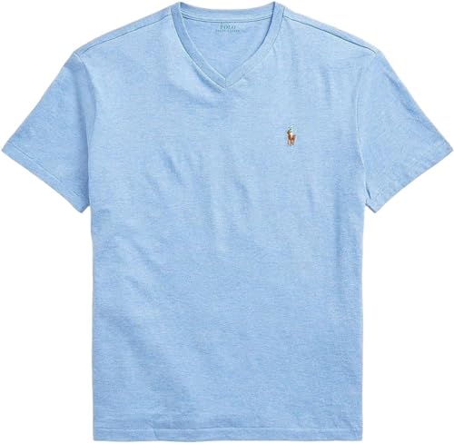 POLO RALPH LAUREN Herren Custom Slim Fit Mehrfarbig Pony V-Ausschnitt T-Shirt, Jamica Blue, Mittel von POLO RALPH LAUREN