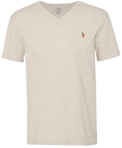 POLO RALPH LAUREN Herren Custom Slim Fit Mehrfarbig Pony V-Ausschnitt T-Shirt, Khaki, XX-Large von POLO RALPH LAUREN