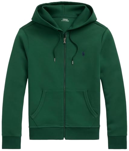 POLO RALPH LAUREN Herren Doppelstrick-Kapuzenpullover mit durchgehendem Reißverschluss, Rl Vintage Pine, Large von POLO RALPH LAUREN