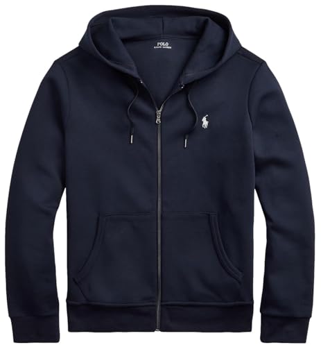 POLO RALPH LAUREN Herren Doppelstrick-Kapuzenpullover mit durchgehendem Reißverschluss, french navy, X-Large von POLO RALPH LAUREN
