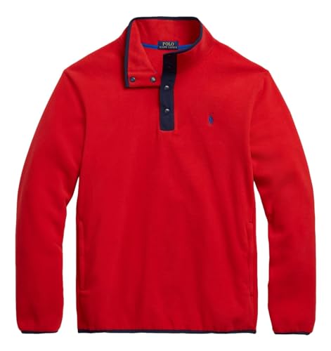 POLO RALPH LAUREN Herren-Fleecepullover mit Druckknopfverschluss, Rot 001, Medium POLO RALPH LAUREN Herren-Fleecepullover mit Druckknopfverschluss, Rot 001, Medium von POLO RALPH LAUREN