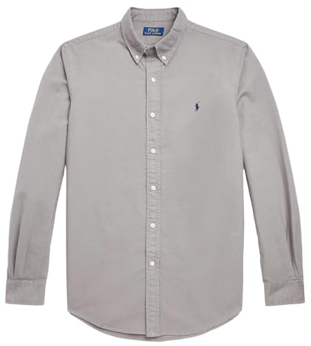 POLO RALPH LAUREN Herren-Hemd, langärmelig, schmale Passform, Oxford-Stoff, Knopfleiste, Perfect Grey, XL von POLO RALPH LAUREN