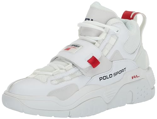 POLO RALPH LAUREN Herren PS100 Sneaker, Weiß/Marineblau/Rl2000 Rot, 42.5 EU von POLO RALPH LAUREN