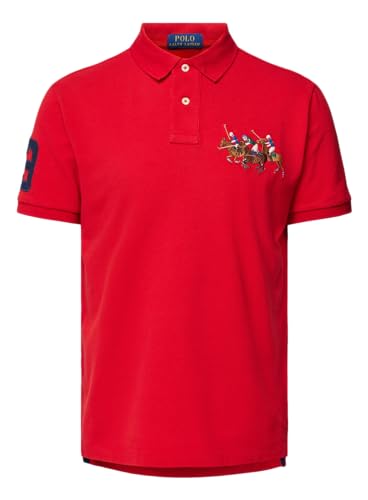 POLO RALPH LAUREN Herren-Poloshirt, enganliegend, Netzstoff, dreifach, Rot/Ausflug, einfarbig (Getaway Solids), XL von POLO RALPH LAUREN