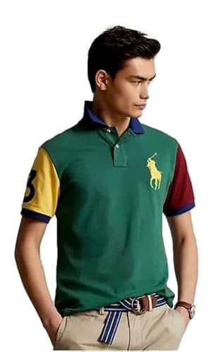 POLO RALPH LAUREN Herren-Poloshirt mit klassischer Passform, Big Pony, Netzstoff, Green Mu, L von POLO RALPH LAUREN