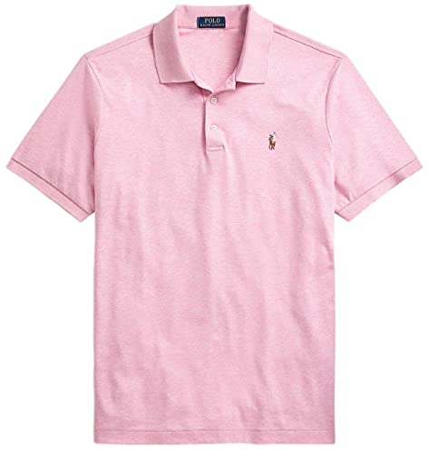POLO RALPH LAUREN Herren-Poloshirt mit klassischer Passform, Hampton Pink Heather mit dem charakteristischen mehrfarbigen Pony, XL von POLO RALPH LAUREN
