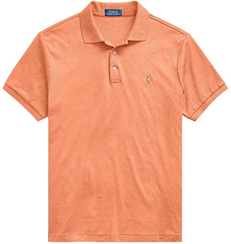 POLO RALPH LAUREN Herren-Poloshirt mit kurzen Ärmeln, Orange Heather mit dem charakteristischen mehrfarbigen Pony, Mittel von POLO RALPH LAUREN