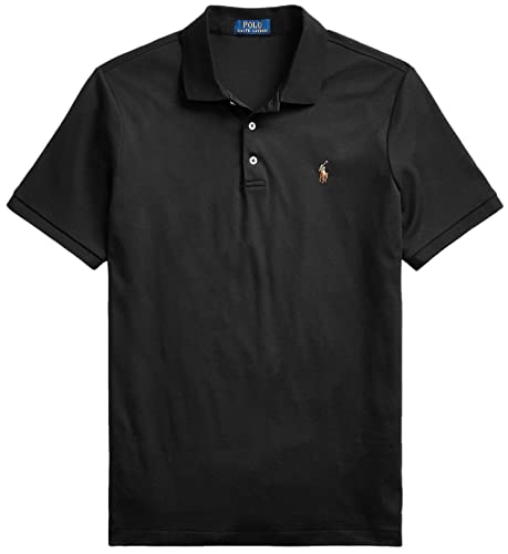 POLO RALPH LAUREN Herren-Poloshirt mit kurzen Ärmeln, Polo schwarz mit dem charakteristischen mehrfarbigen Pony, L von POLO RALPH LAUREN