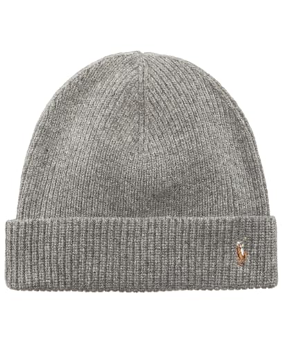 POLO RALPH LAUREN Herren-Strickmütze aus Wollmischung, charakteristische Manschette, Grau (pc0896-016)/B, Einheitsgröße von POLO RALPH LAUREN