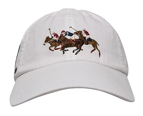 POLO RALPH LAUREN Herren bestickte Chino-Baseballkappe mit Lederriemen (Weiß (Polo Players), Einheitsgröße), Weiß (Polo Players), Einheitsgröße von POLO RALPH LAUREN
